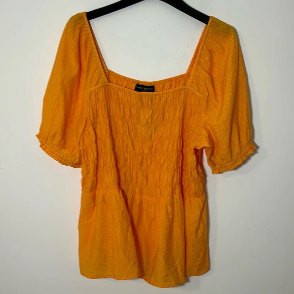 Lane Bryant Illusion Smocked Bodice Short Sleeve Blouse Top Women Size 22 NWT - Picture 3 of 10